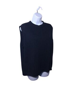 St. John Basics Black Knit Sleeveless Top With Back Zipper Womens Size S